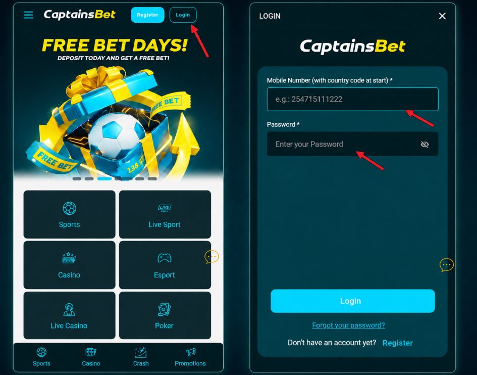 CaptainsBet login guide
