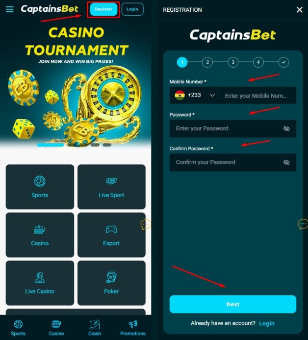 CaptainsBet registration guide